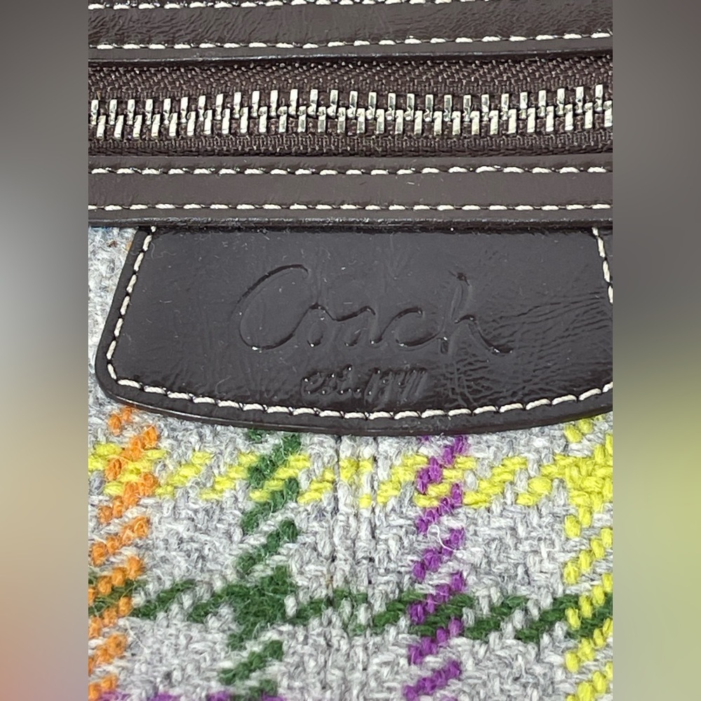 Coach Penelope Tattersall Colorful Plaid Wool Shoulder Bag Purse - Picture 12 of 16